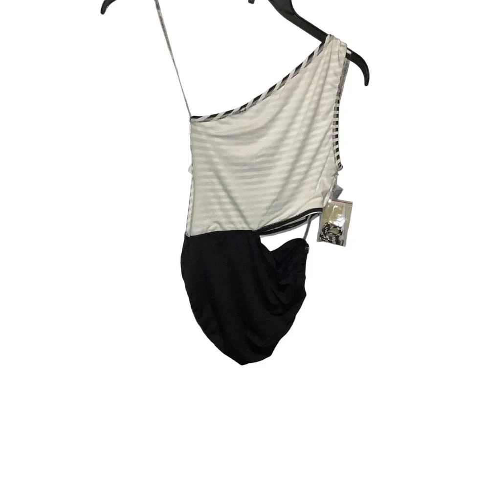 MICHAEL Michael Kors Logo One Shoulder Cutout with Zip Bottoms, 8